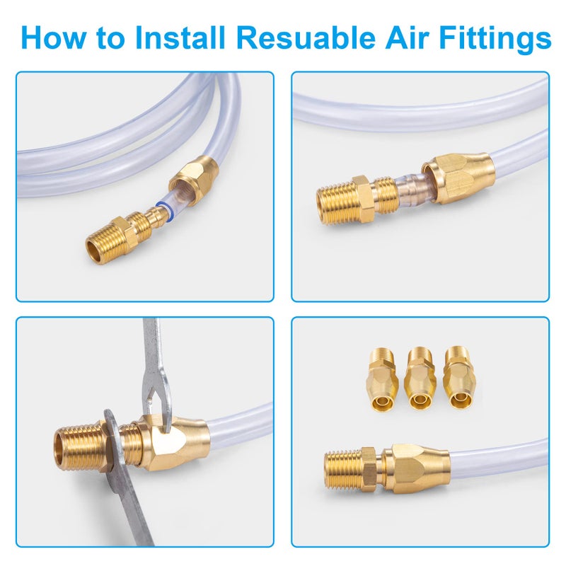 Breezliy Premium Solid Brass 10PCS Reusable Replacement Fitting For 1/4-Inch ID Hose 1/4-Inch NPT Rigid (10 PCS 1/4 Inch) - Image 3
